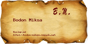 Bodon Miksa névjegykártya